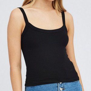 Black Singlet Top Scoop Neck - Womens - Size S